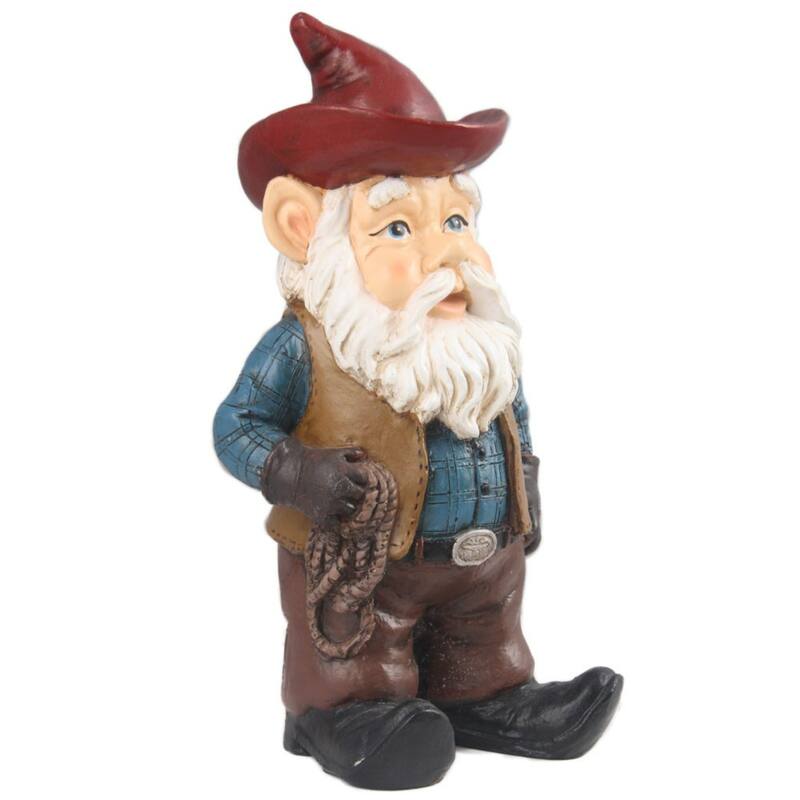 10.25" Cowboy Gnome Outdoor Garden Statue