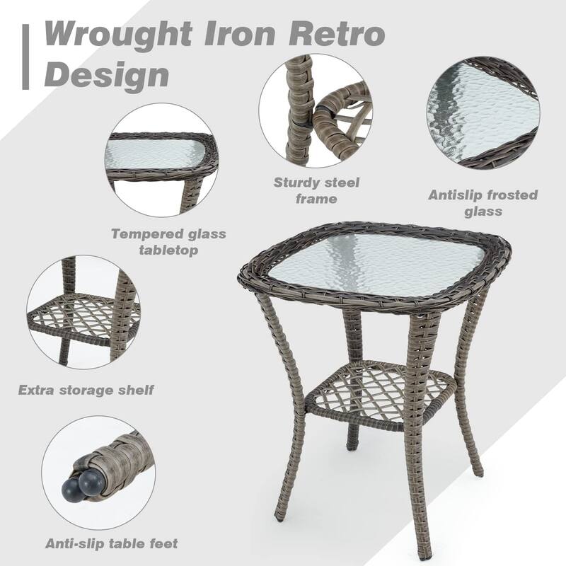 360° Swivel Rocking Patio Chairs Set with Thick Cushions & Tempered Glass Table | Indoor Living Room / Balcony| 3/5-Piece