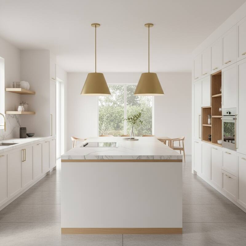 16 inch Integrated LED Pendant Light Diameter 5 Color Temperature Dimmable - Antique Brass