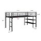 preview thumbnail 10 of 9, Black Twin Size Steel Low Loft bed with storage shelves, Ladder and Fence for Bedroom