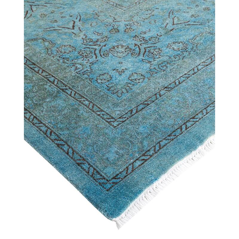 Overton Hand Knotted Wool Vintage Inspired Modern Contemporary Overdyed Gray Area Rug - 12' 0" x 23' 1"