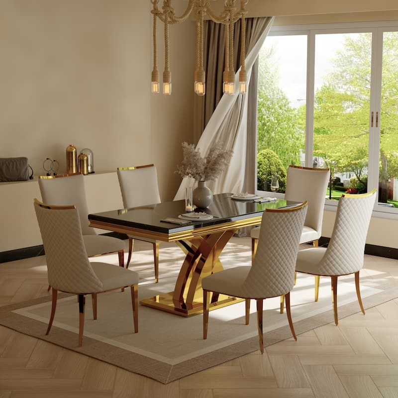 White Velvet Dining Chairs with Hammered Finish Metal Legs