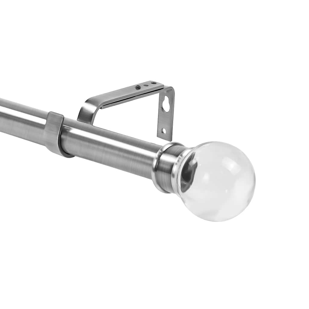 1-inch Diameter Crystal Ball Adjustable Single Drapery Curtain Rod