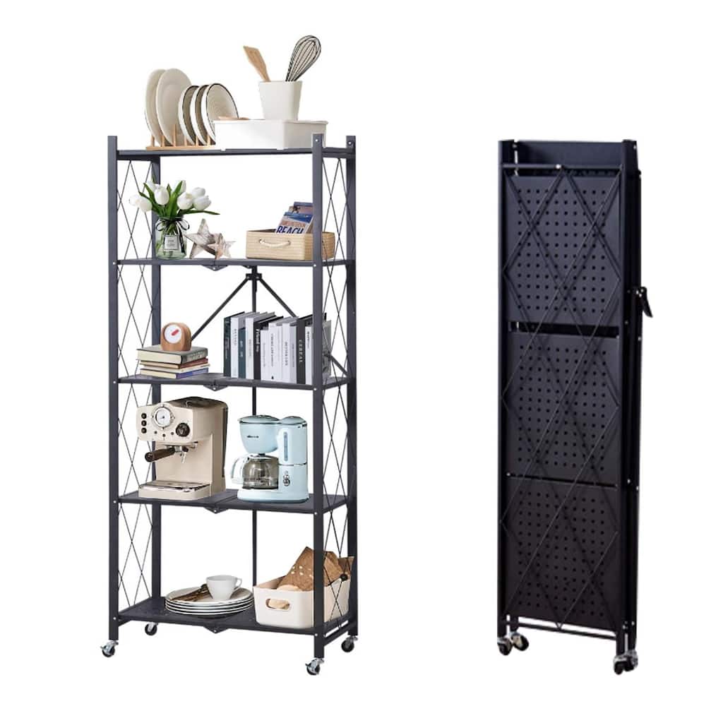 5-Tier Metal Storage Shelving Unit Foldable Storage Rack