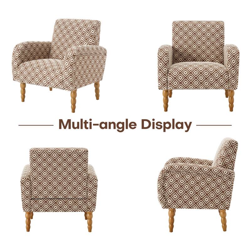 Fabric Armchair Accent Chair with Arms & Wood Legs