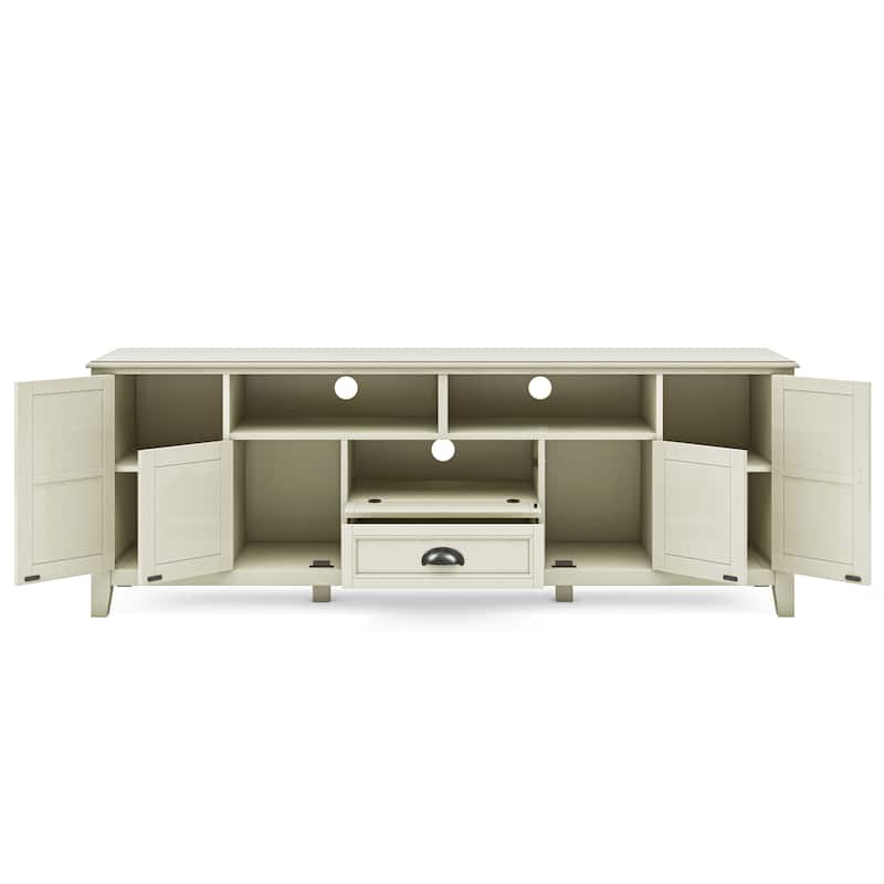 WYNDENHALL Portland SOLID WOOD 72" Wide Transitional TV Media Stand For TVs upto 80 inches - 17.5" D x 72" W x 26" H