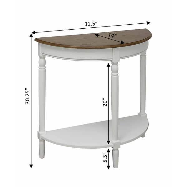 dimension image slide 3 of 4, Convenience Concepts French Country Half-Round Entryway Table with Shelf