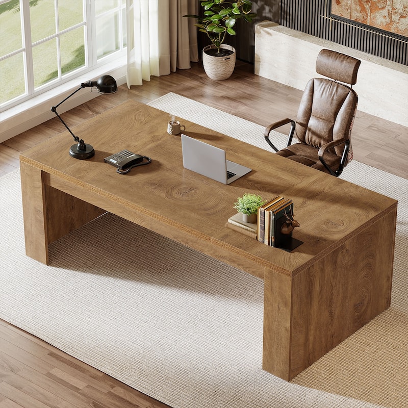70.9" Wood Computer Desk, Executive Office Desk, Home Office Writing Workstation Business Accent Desk