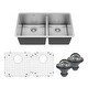 preview thumbnail 2 of 7, Karran Elite Undermount Stainless Steel 32 in. 16-Gauge Double Bowl 60/40 Kitchen Sink Kit - Silver