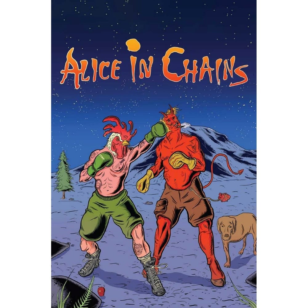 Alice In Chains Cartoon Boxing Rooster Art Poster - 24 x 36 Inch