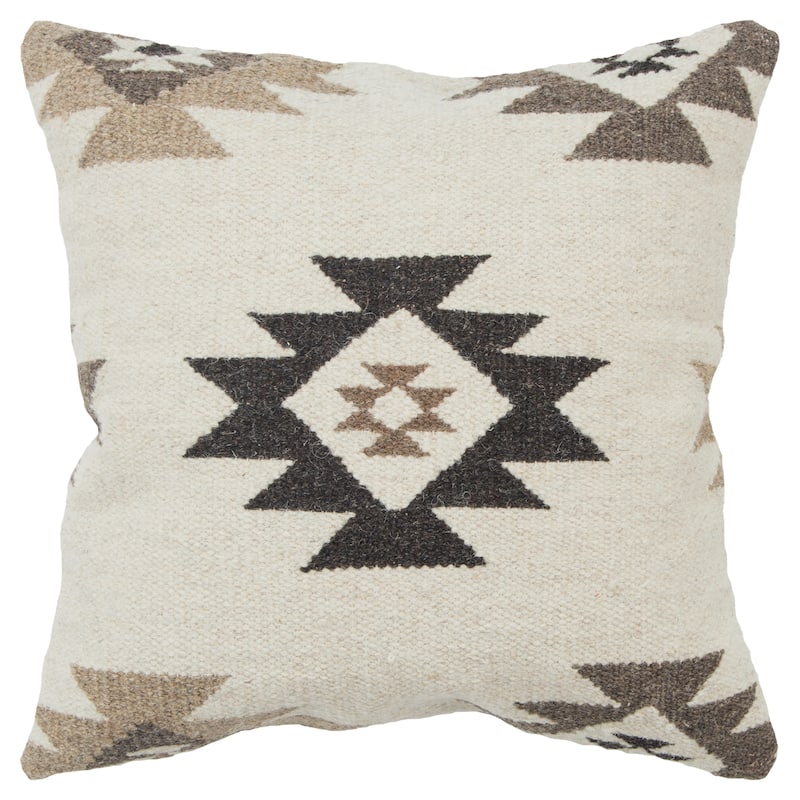 Rizzy Home Ivory, Brown, and Black Southwest Wool Top Throw Pillow - Accent - Polyester