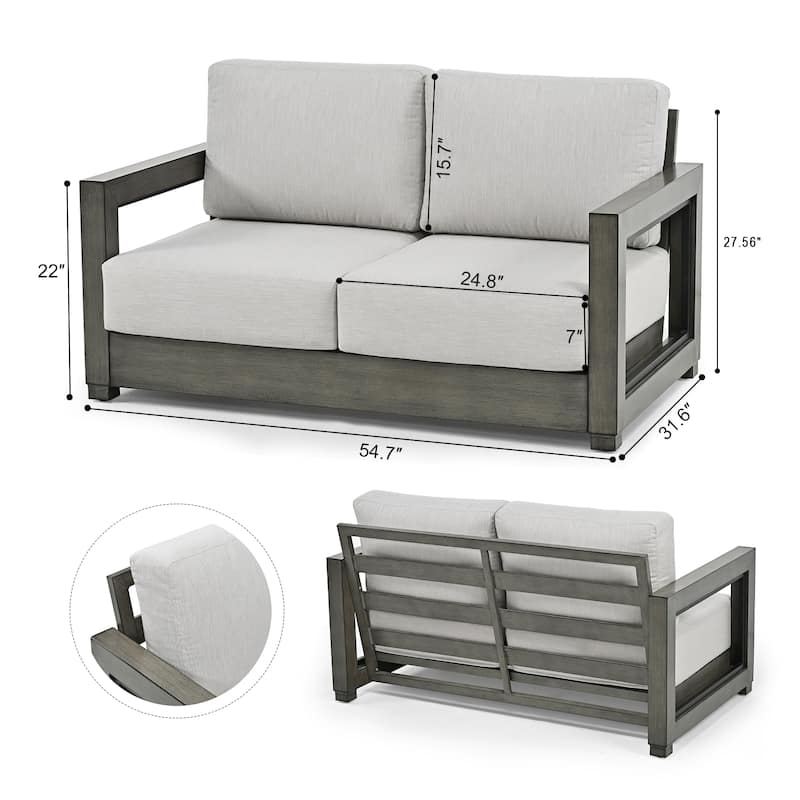 4-Person Aluminum Patio Conversation Set with Swivel Chairs, Hand-painted Frame and Cushions