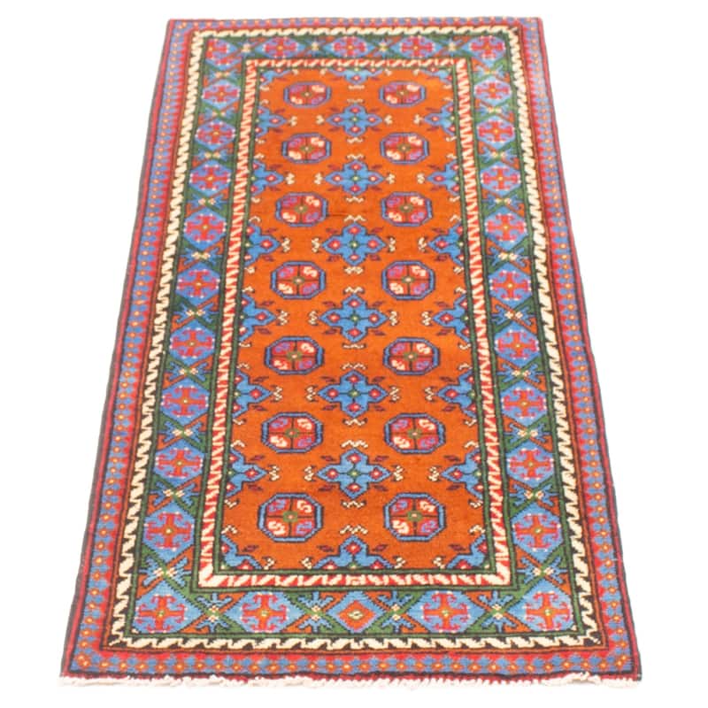 ECARPETGALLERY Hand-knotted Uzbek Kargahi Burnt Orange Wool Rug - 2'8 x 6'4