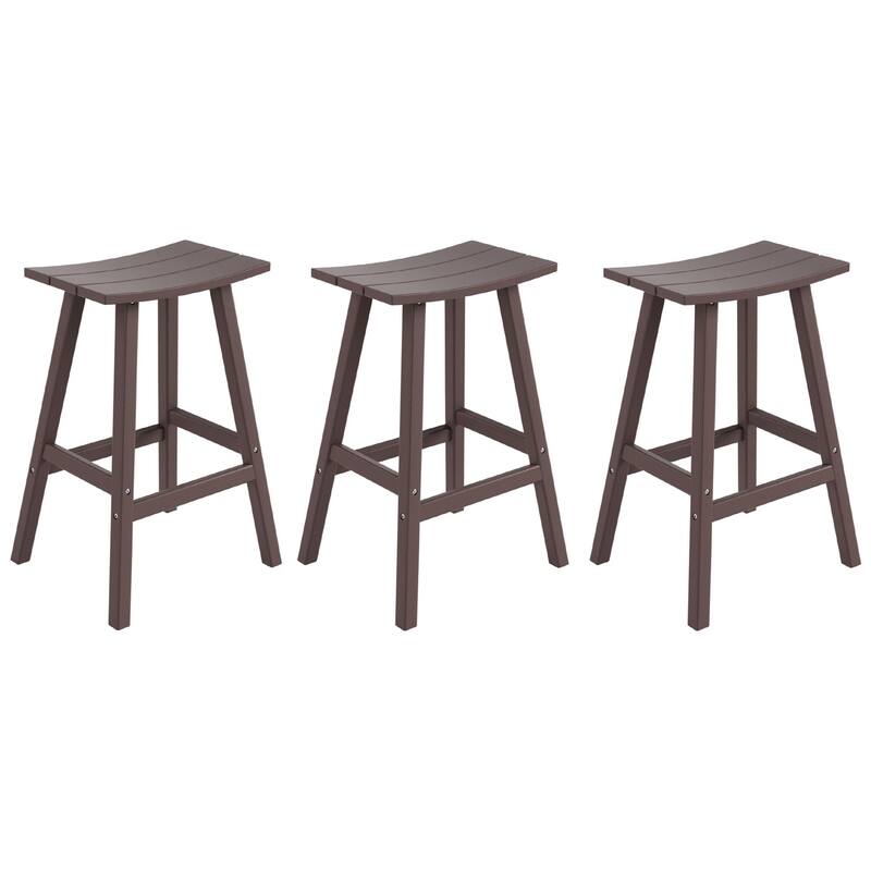 Laguna Hdpe All Weather Outdoor Patio 29" Saddle Seat Bar Stool (Set Of 3) - Dark Brown
