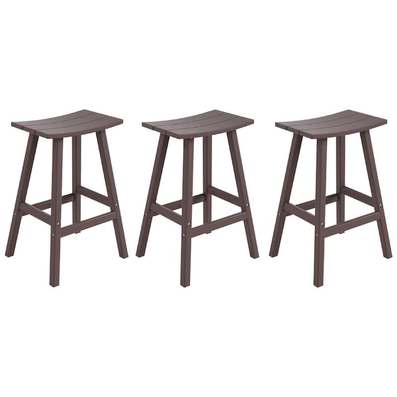 Laguna Hdpe All Weather Outdoor Patio 29" Saddle Seat Bar Stool (Set Of 3)