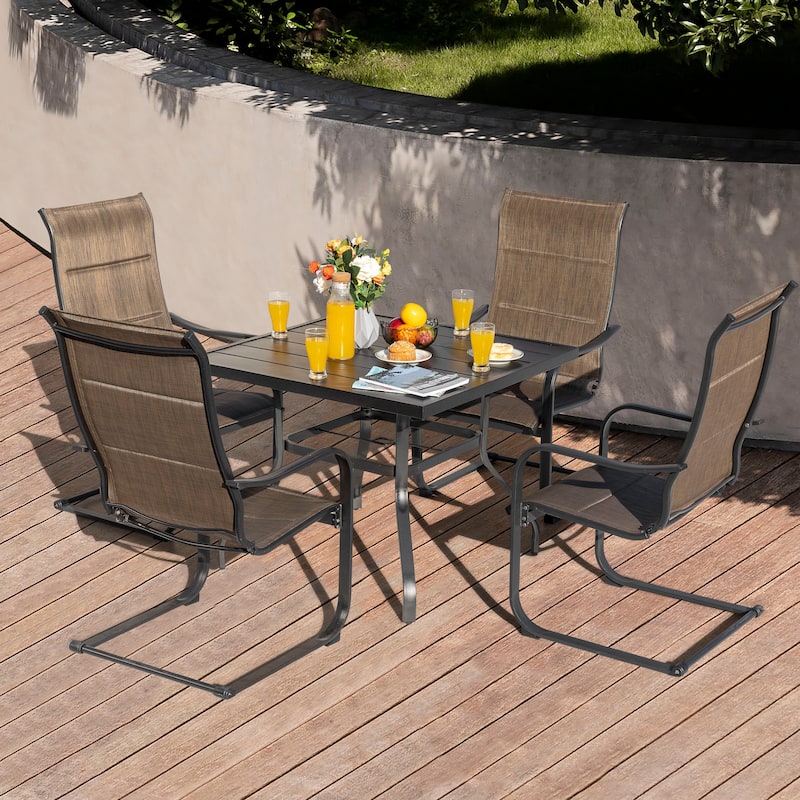 Outdoor Textilene Dining Set with 1.57'' Umbrella Hole - 5pcs Set