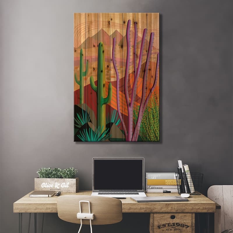 Tucson Print On Wood by Charles Harker - Multi-Color