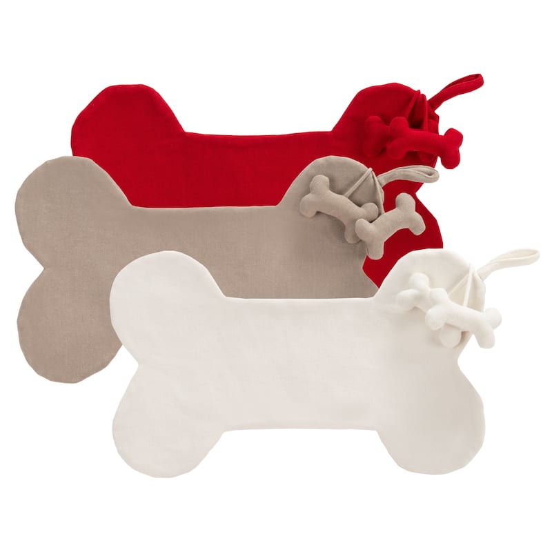 SAFAVIEH Holiday Reinhilde Chestnut Dog Bone Hanging Stocking (Set of 3) - 12" W x 20" L - 12Wx20D
