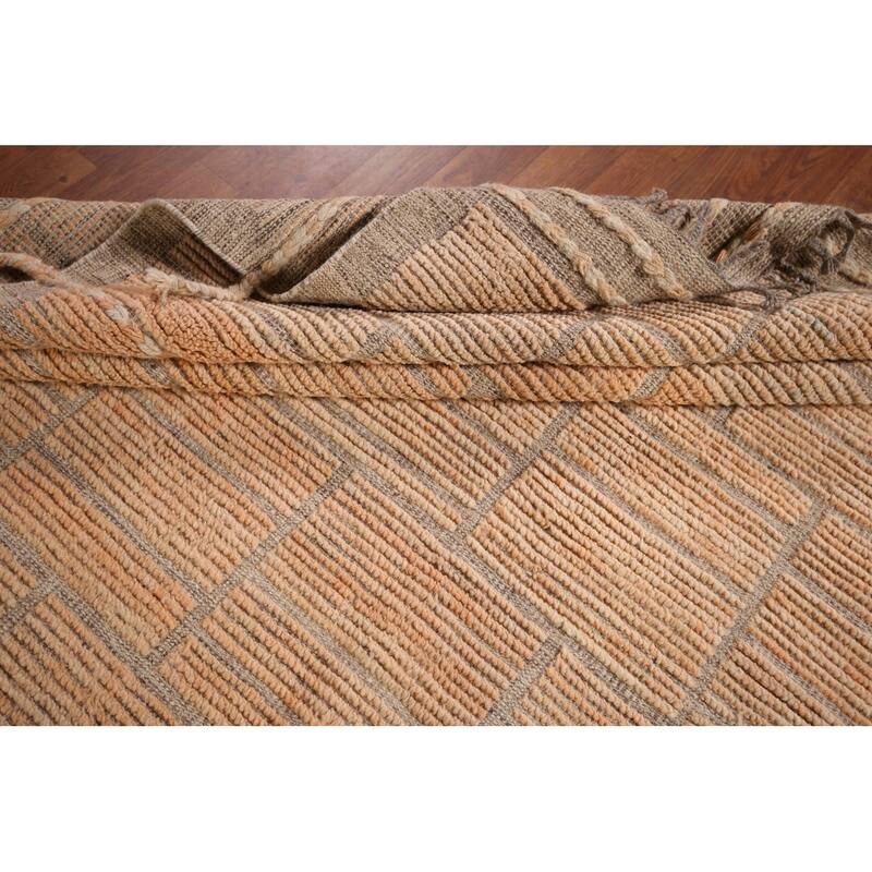 Striped Moroccan Area Rug Handmade Wool Carpet - 8'11"x 12'6"