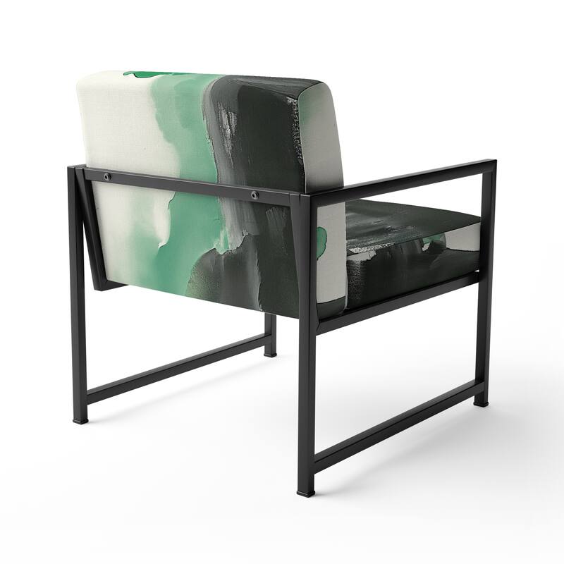 Designart "Geometric Black And Teal IV" Upholstered Abstract Accent Chair - Modern Arm Chair For Bedroom