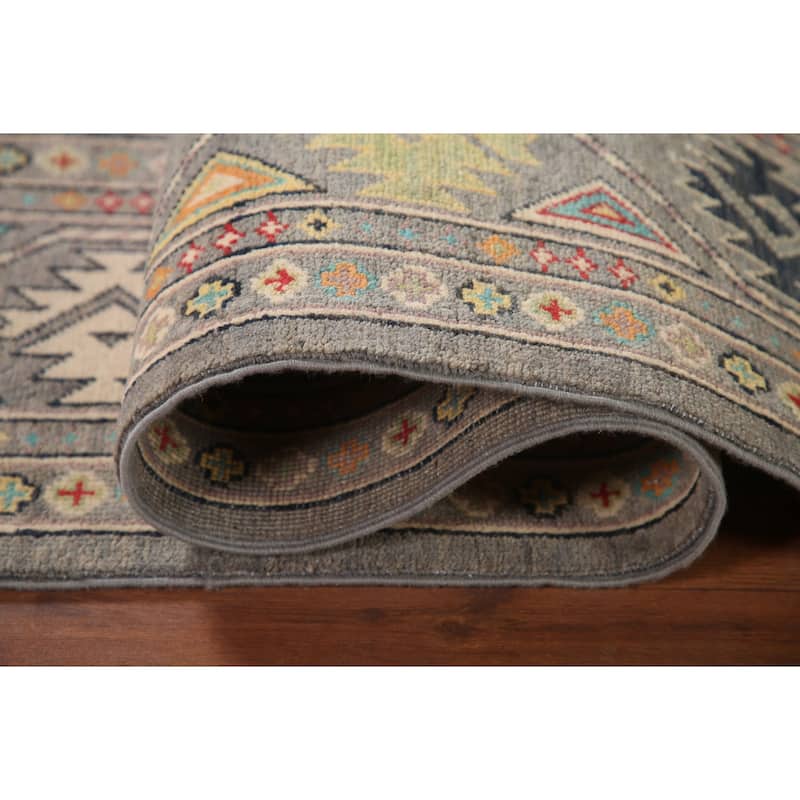 All-Over Kazak Area Rug Hand-Knotted Wool Carpet - 6'9" x 9'8"