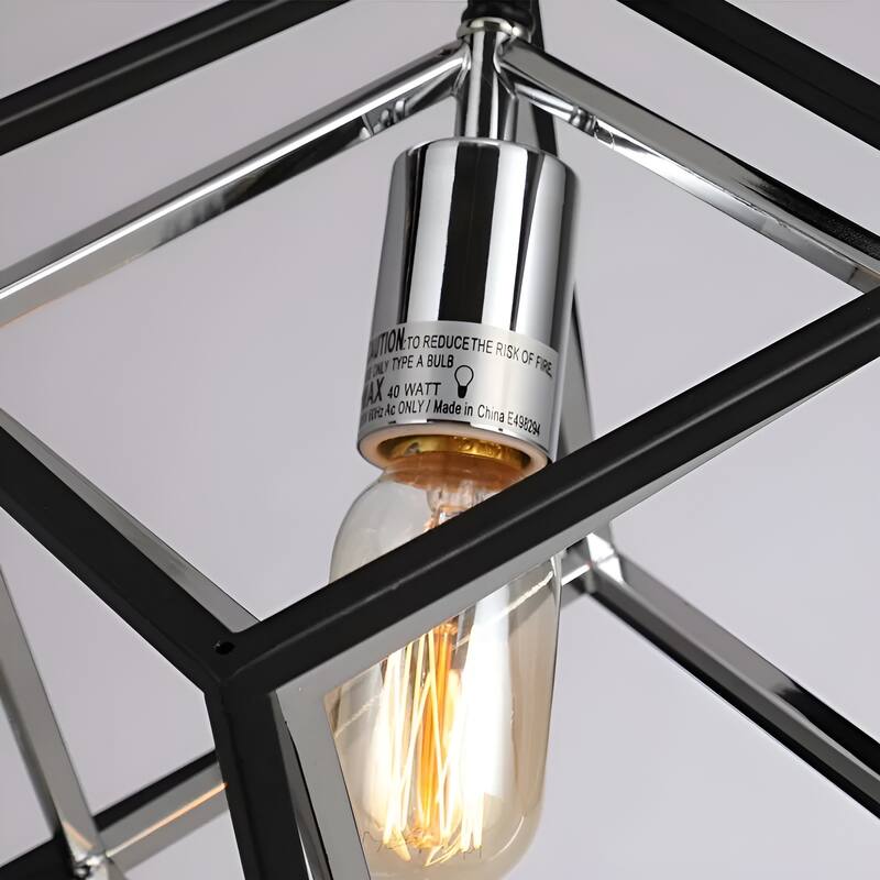 1-Light Geometric Cube Lantern, Sci-fi Square / Rectangle Pendant