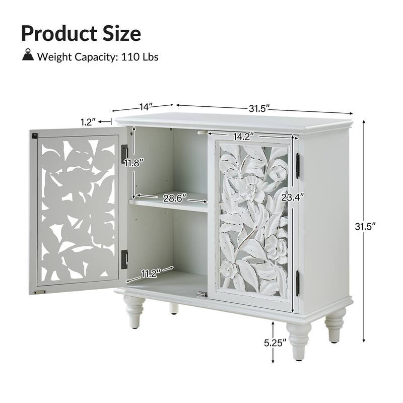 Alban Traditional 32"Tall 2 Hollow Door Accent Cabinet with LED light Set of 2 by HULALA HOME