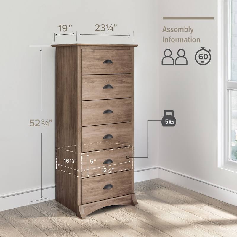 Prepac Salt Spring Tall 6 Drawer Chest