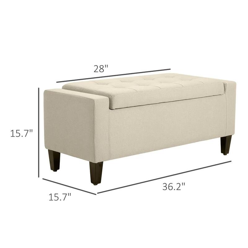 Upholstered Hidden Storage Ottoman Bench with Button Tufted, Lift Top