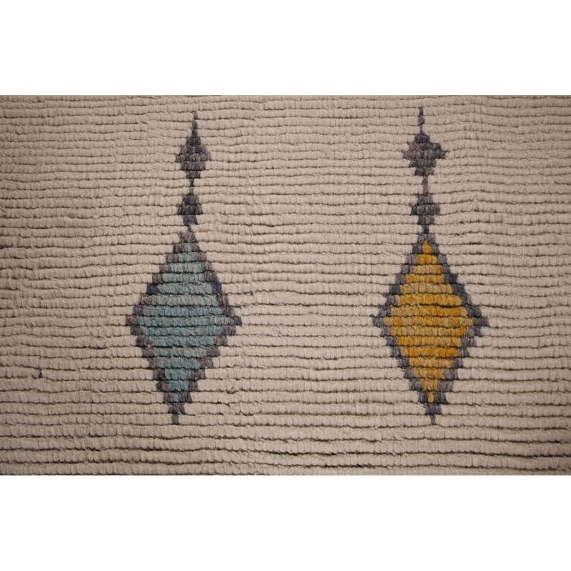 Geometric Ivory Moroccan Oriental Large Area Rug Handmade Wool Carpet - 11'8"x 15'9"
