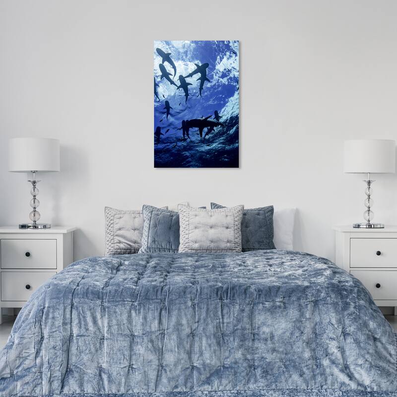 Wynwood Studio Canvas Animals David Fleetham - Blacktip Reef Shark II Blue and Nautical & Coastal Wall Art Canvas Print - 36 x 24