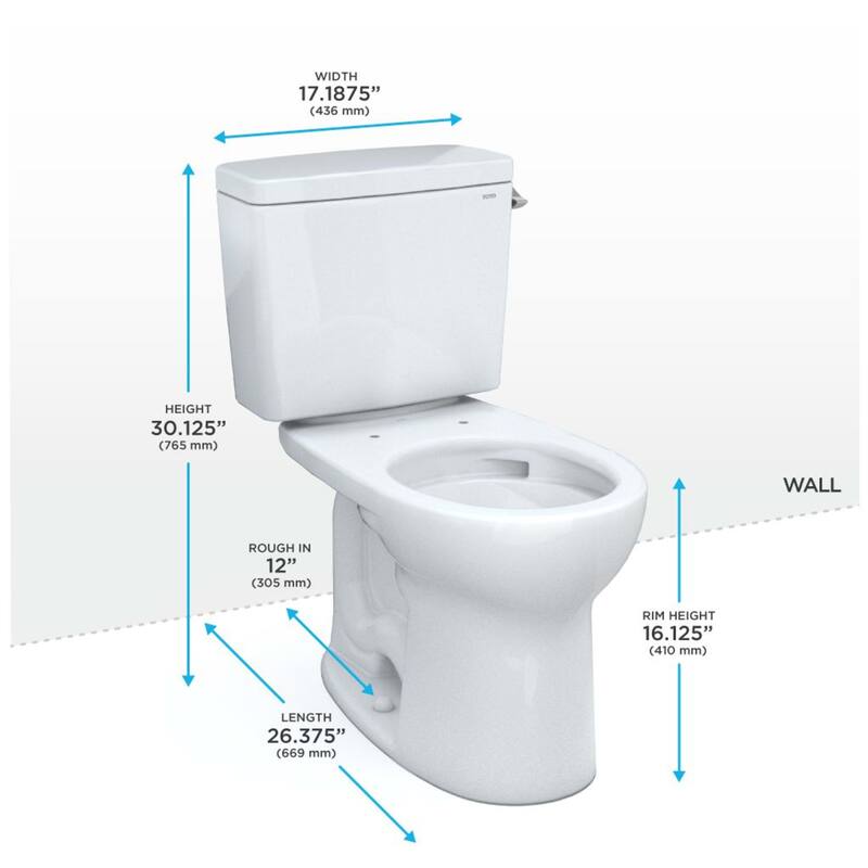 Toto CST775CEFRG#01 Drake 1.28 GPF Two Piece Round Chair Height Toilet with Right Hand Lever