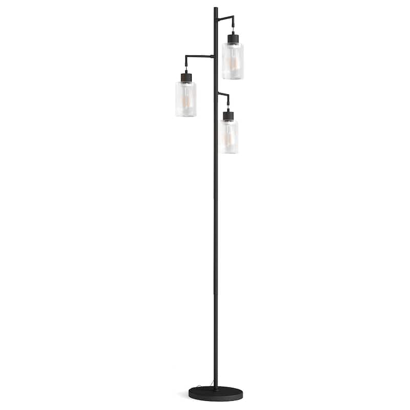 67" 3-Light Tree-Shaped Floor Lamp - Glass Lampshades & Foot Switch for Living Room & Bedroom