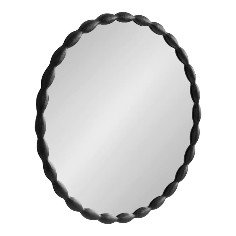 Kate and Laurel Perlina Round Cast Metal Mirror - 26x26 - 26x26 - Black