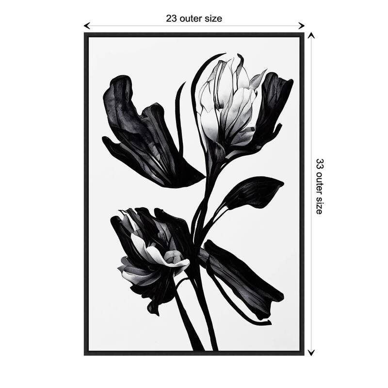 Black Flower by Treechild Framed Canvas Wall Art Print - Sylvie Black - 23 x 33 in - Plastic - Black