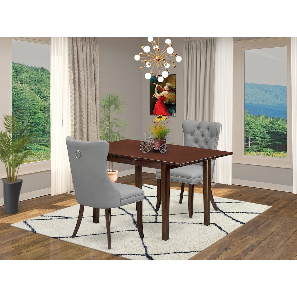 East West Furniture Kitchen Table Set Includes a Rectangle Dining Table and Parson Chairs, Mahogany (Pieces Options)