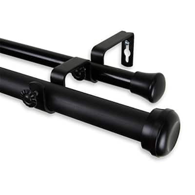 Rosen Black Double Curtain Rod - 1" Diameter - 160-240" Adjustable - 240