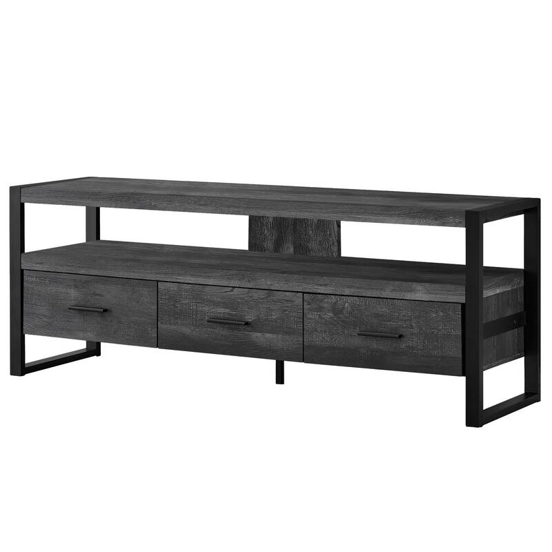 HomeRoots 59" Black Cabinet Enclosed Storage TV Stand - n/a