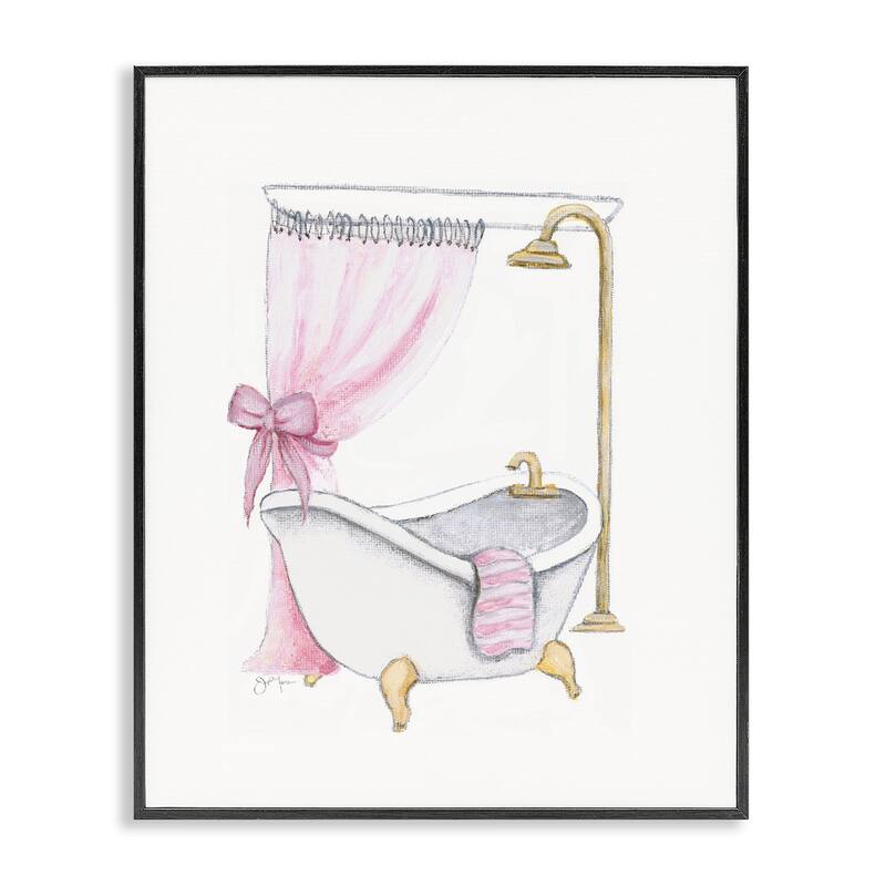 Stupell Simple Glam Bathroom Tub Framed Giclee Art Design By Janet Tava - 24 x 30 - Black
