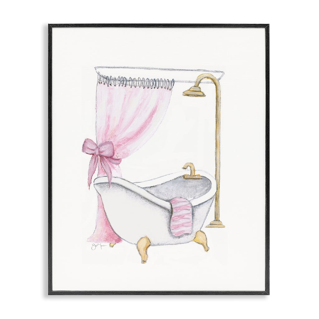 Stupell Simple Glam Bathroom Tub Framed Giclee Art Design By Janet Tava
