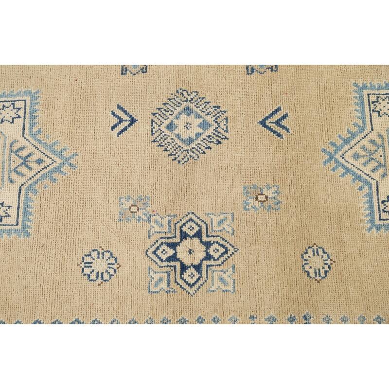 Vegetable Dye Geometric Oriental Super Kazak Wool Area Rug Handmade - 8'5" x 11'6"