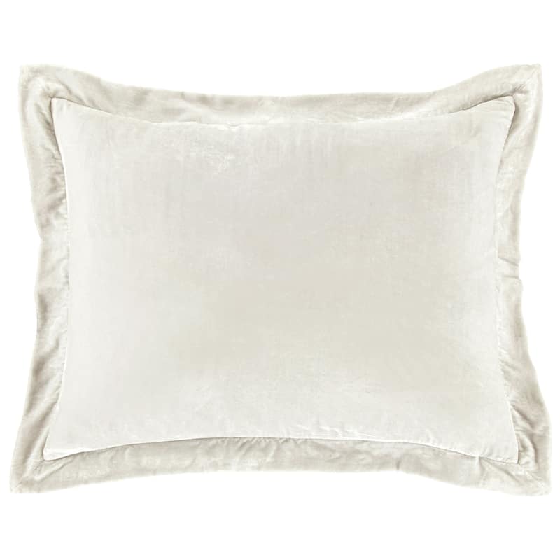 HiEnd Accents Stella Faux Silk Velvet Romantic Western 27x39 inch Flanged Dutch Euro Pillow - Stone
