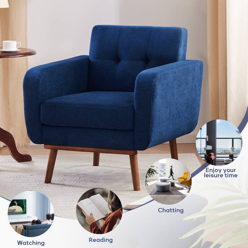 Tufted-Fabric-Upholstered-Accent Chair