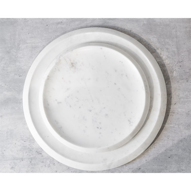 Lg. White Marble Round Tray 12"Dia