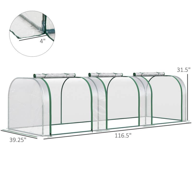 10' x 3' x 2.5' Mini Greenhouse, Portable Tunnel Green House with Roll-Up Zippered Doors, UV Waterproof Cover, Steel Frame,Clear