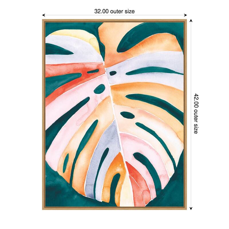 Multicolor Monstera I by Jennifer Paxton Parker Framed Canvas Wall Art Print - Sylvie Maple - 32 x 42 in