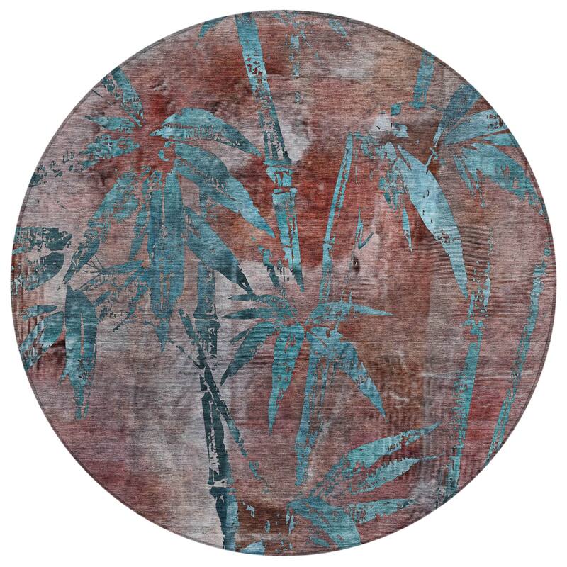 Machine Washable Indoor/ Outdoor Modern Floral Chantille Rug