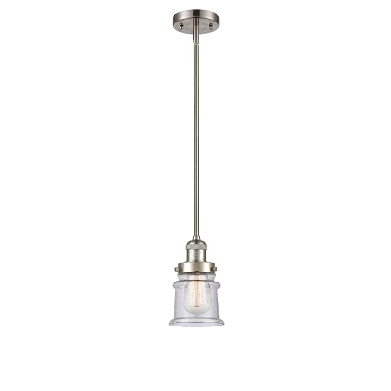Innovations Lighting Franklin Restoration Canton - 1 Light 5" Stem Hung Mini Pendant - Seedy/Brushed Satin Nickel