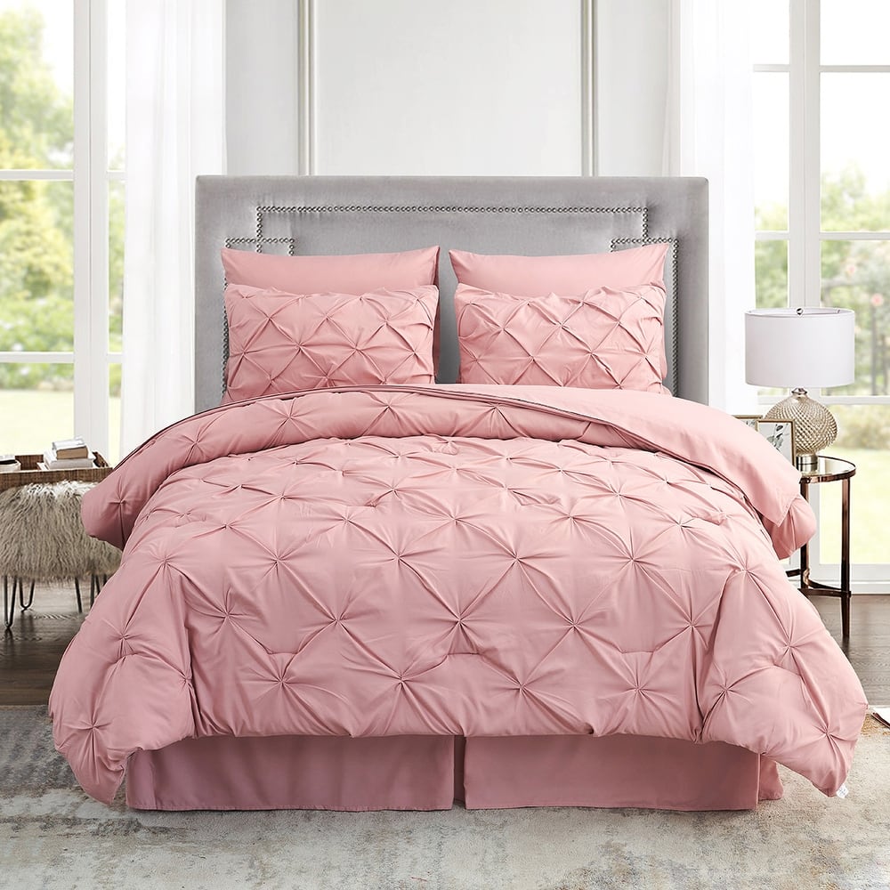8 Piece Pintuck Comforter Set with Sheets