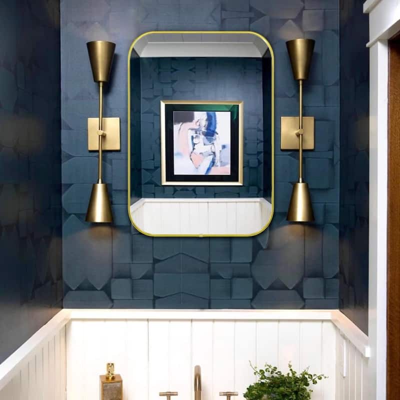 TEHOME Lucia Contemporary Rounded Rectangle Bathroom Vanity Mirror